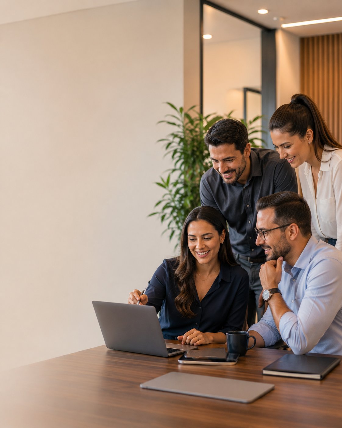 Equipe colaborando em ambiente corporativo